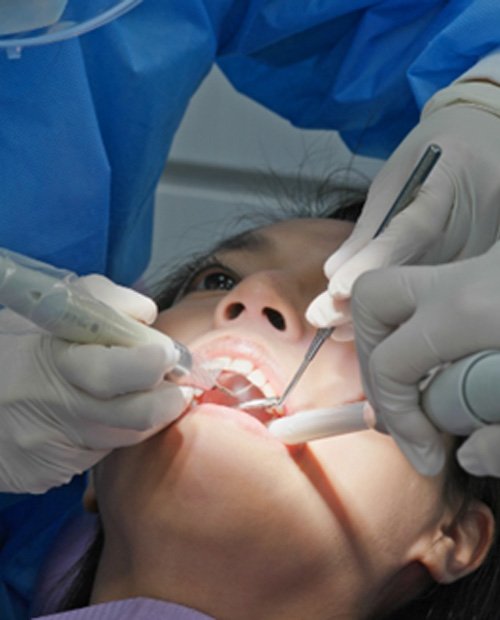 Woman getting dental work